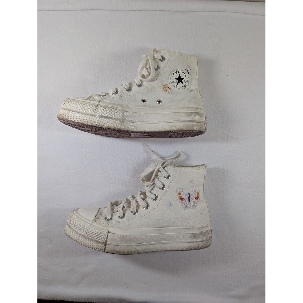 Converse Platform 6 White Embroidered butterfly and flowers - Picture 2 of 10